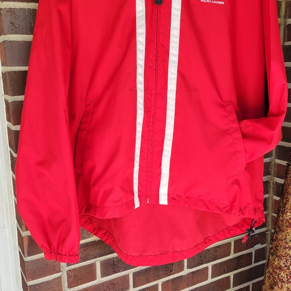 Vintage Red Chaps Jacket Pullover Full Zip Hoodie Windbreaker Toggle Lauren XL - Picture 4 of 8